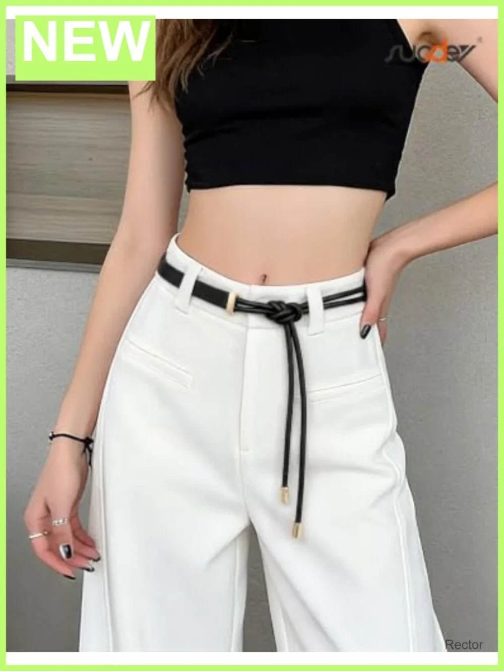Women Faux Leather Knotted Rope Belt for Dresses Jeans Pants